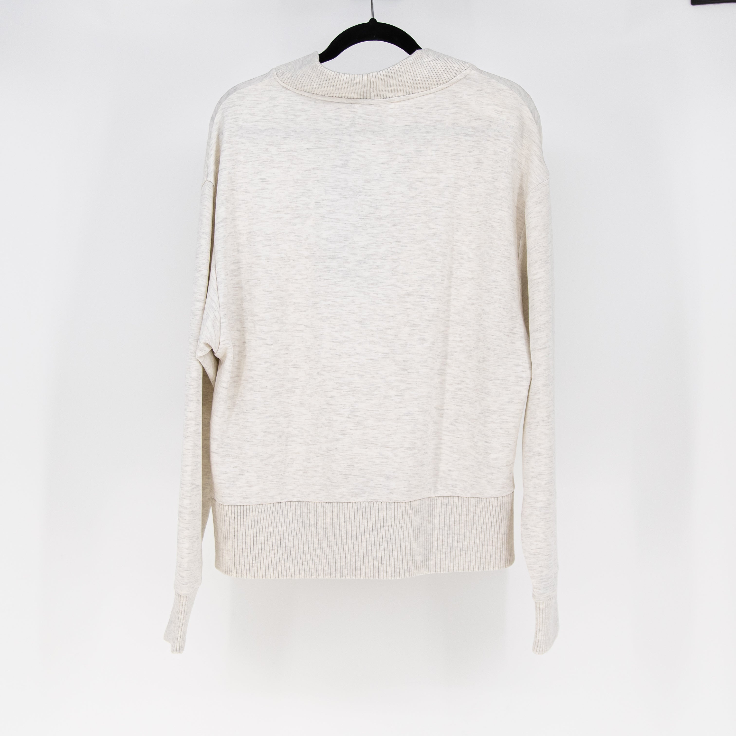 NEW Varley Women's Sally Half Zip Pullover Stretch Knit Sweater Ivory Marl Large