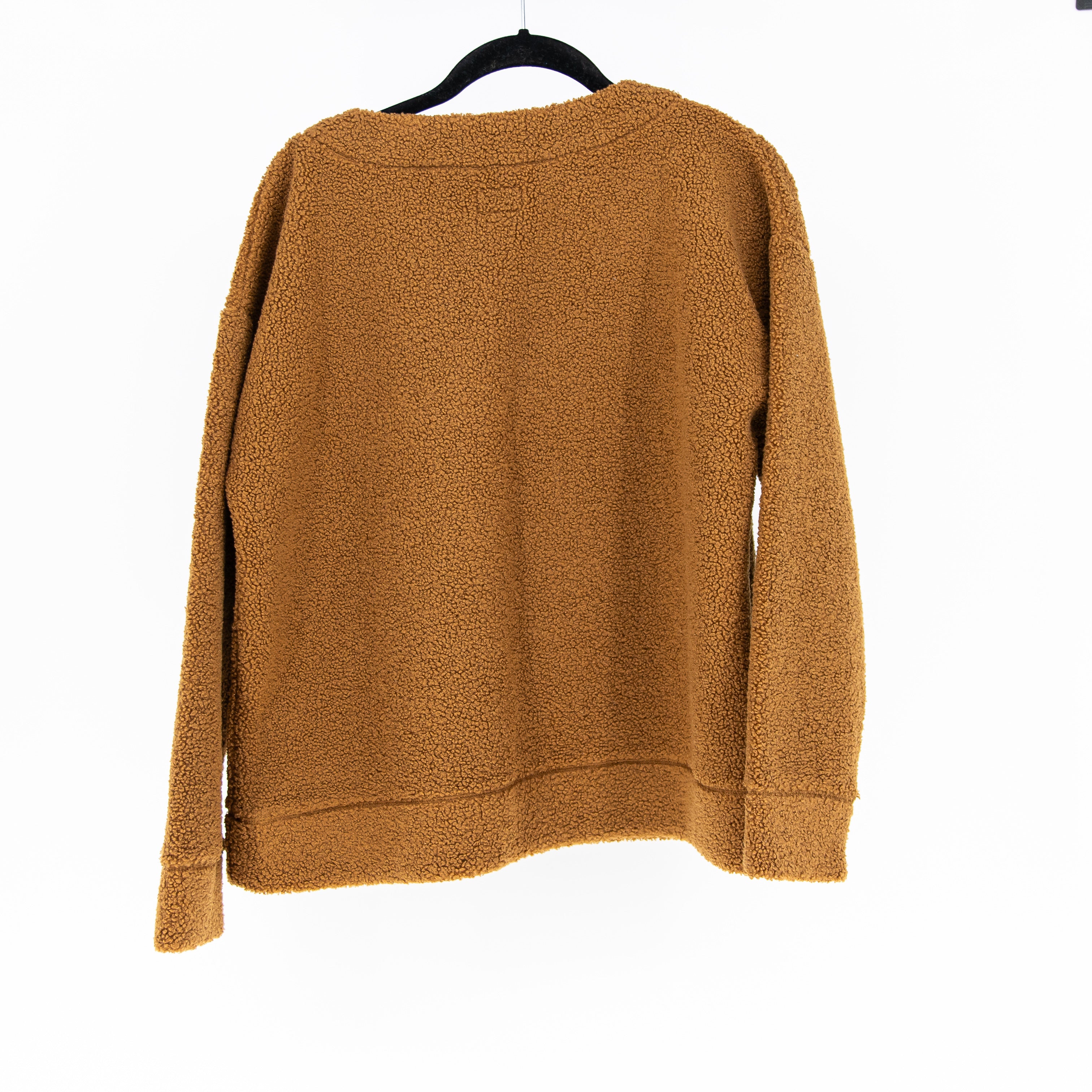 J. Crew Women's Vintage Fleece Teddy Cropped Sherpa Pullover Sweatshirt Sweater