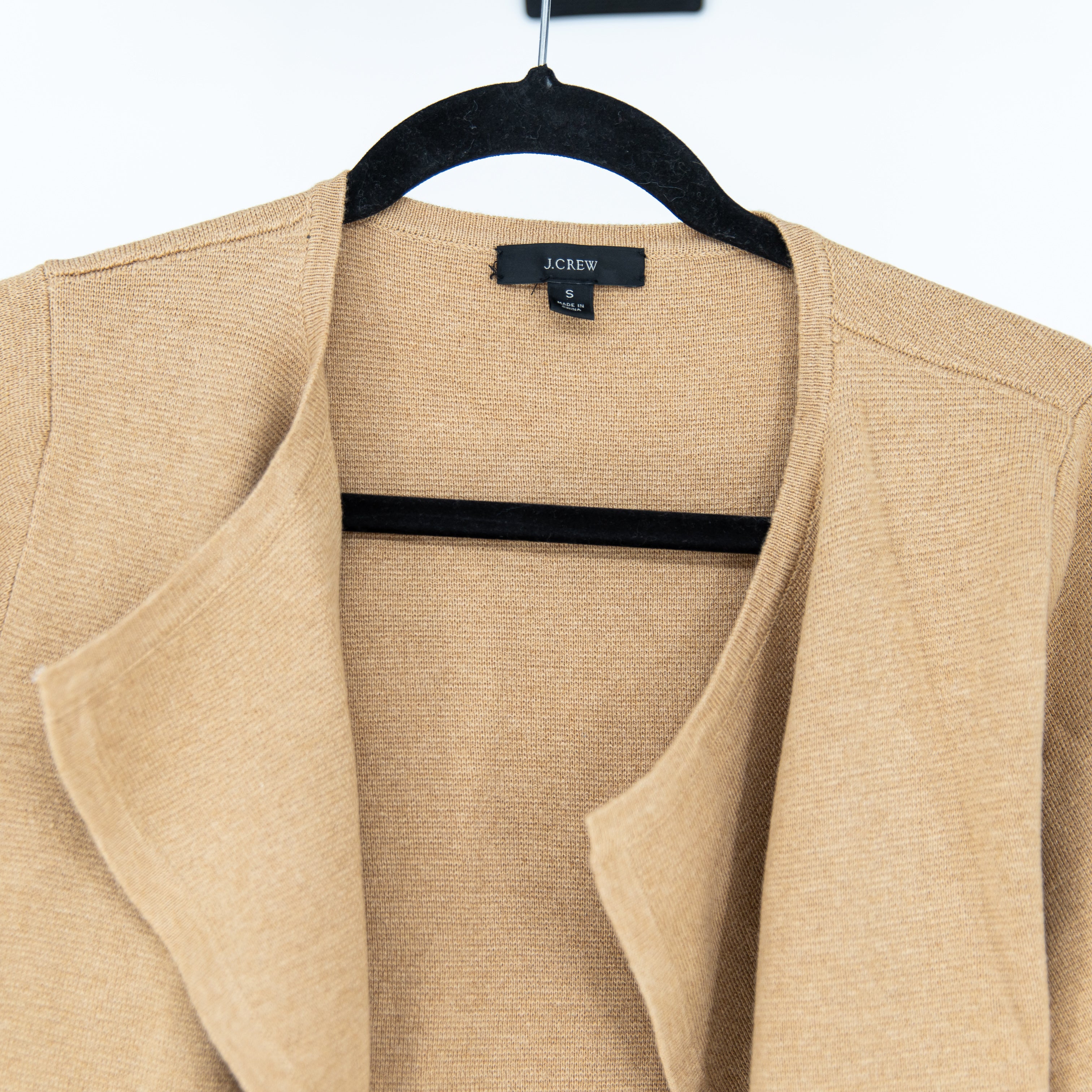 J. Crew Women's Juliette Collarless Cotton Wool Sweater Blazer Cardigan Camel S