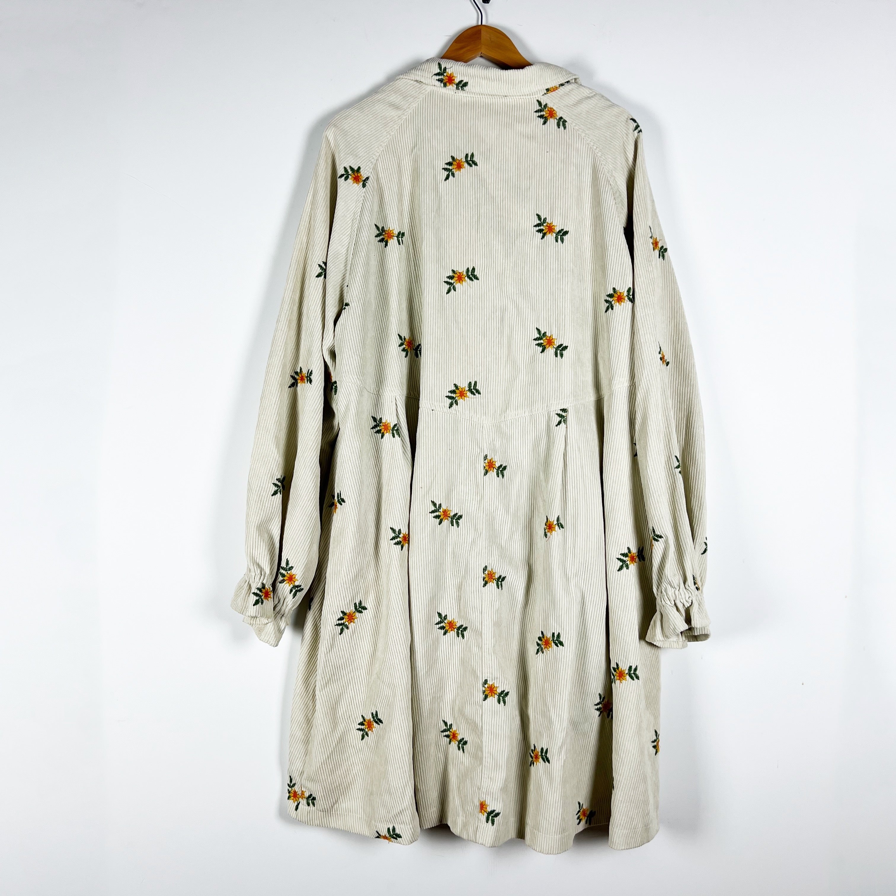 Davi & Dani Micro Floral Flower Embroidered Corduroy Velvet Pullover Dress XXL