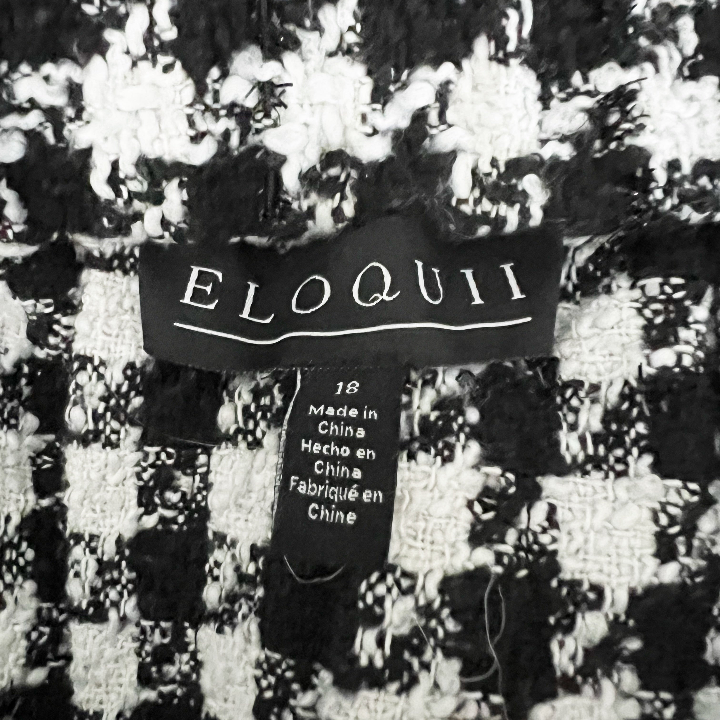 Eloquii Black White Houndstooth Check Woven Print Pleated Sparkle Mini Skirt 18