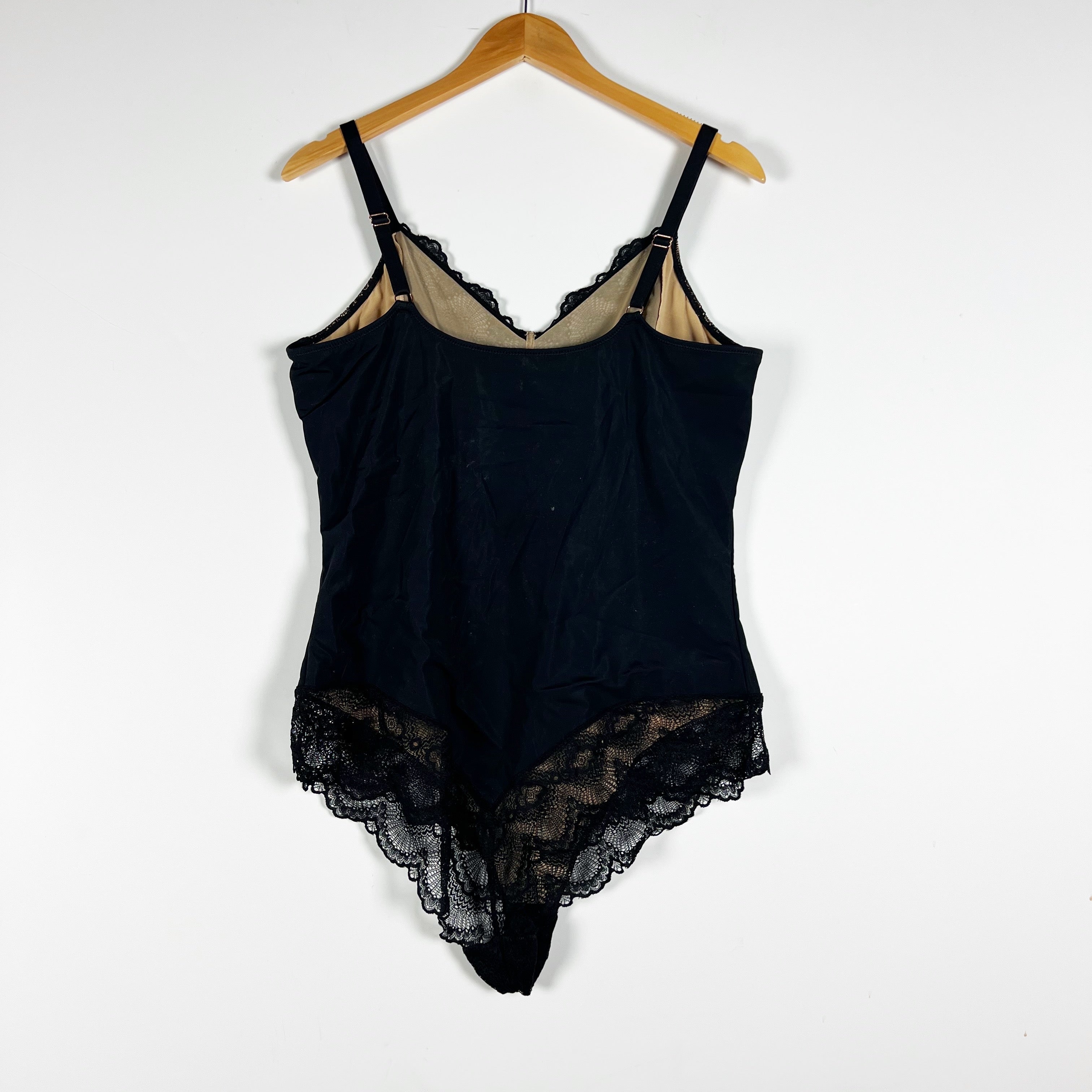 Pinsy Sculpting Shaping Lace One Piece Bodysuit Intimates Shapewear Black 2X