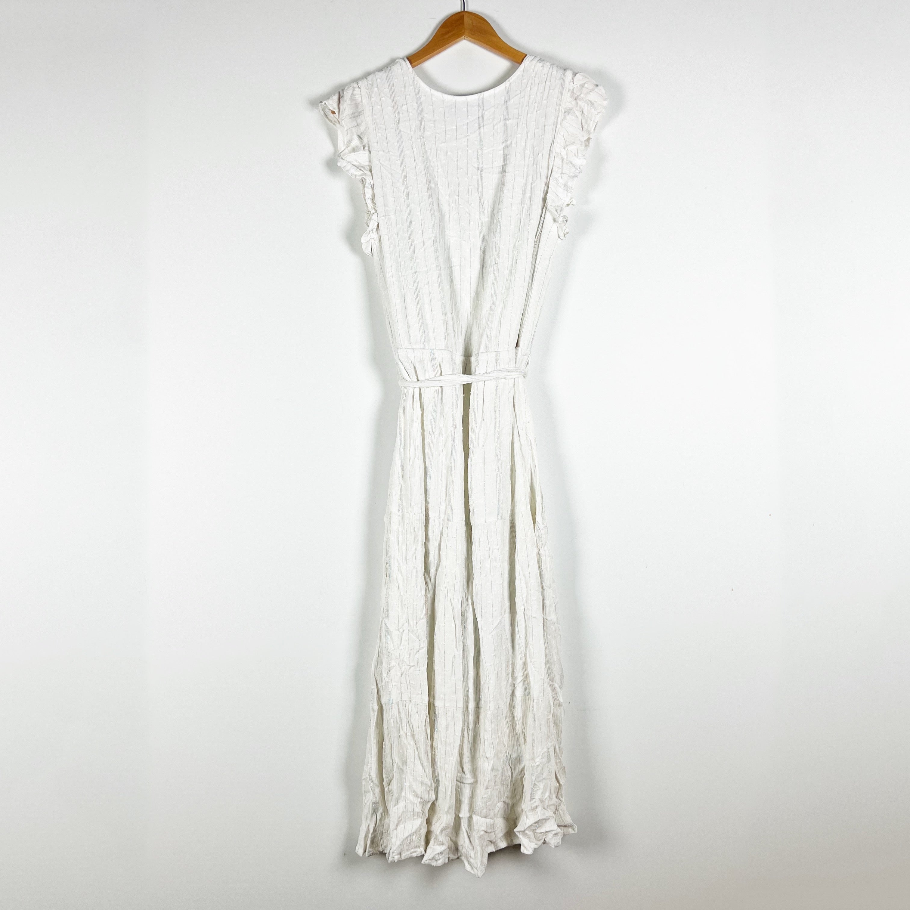 Lane Bryant Women's Plus Size Ruffle Sleeve V Neck Wrap Midi Dress White Gold 18