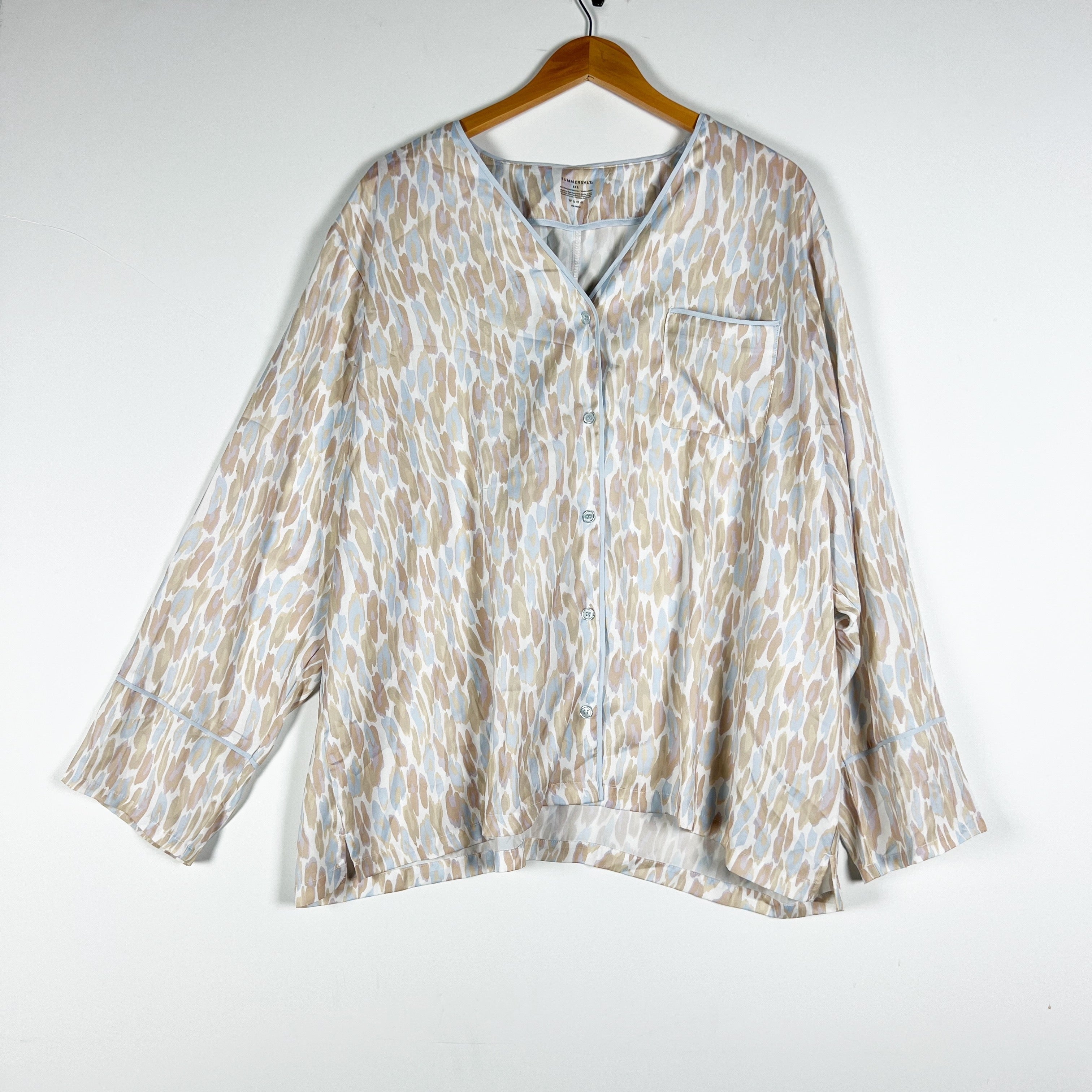 Summersalt Women's The Cloud 9 Satin Button Front Long Sleeve Sleep Pajama Shirt