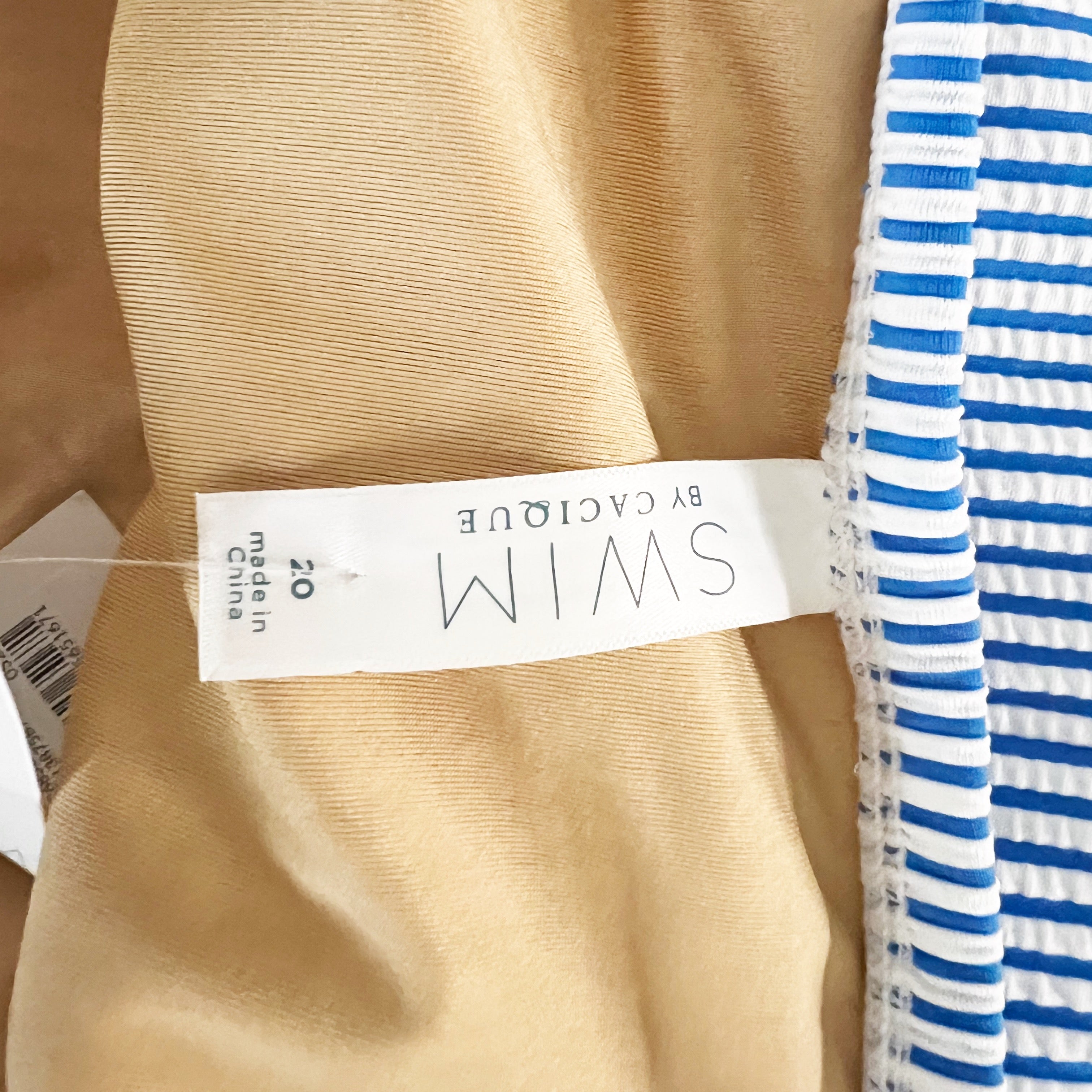 NEW Cacique Blue White Stripe Seersucker Swim Bathing Suit Bikini Skort Skirt 20