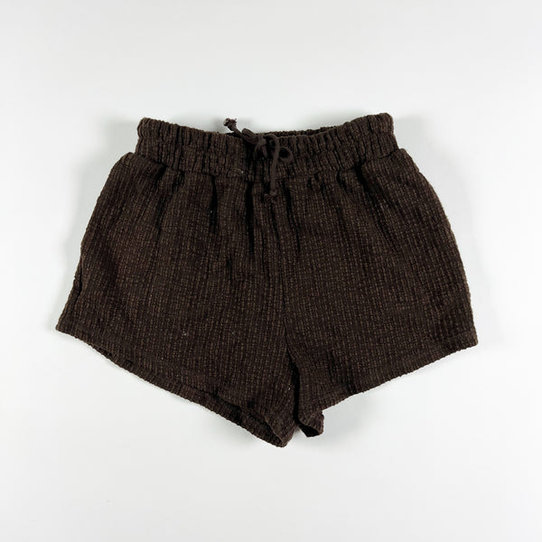 Free People Beach Linen Blend Ribbed Knit Stretch Pull On Mini Shorts Brown S