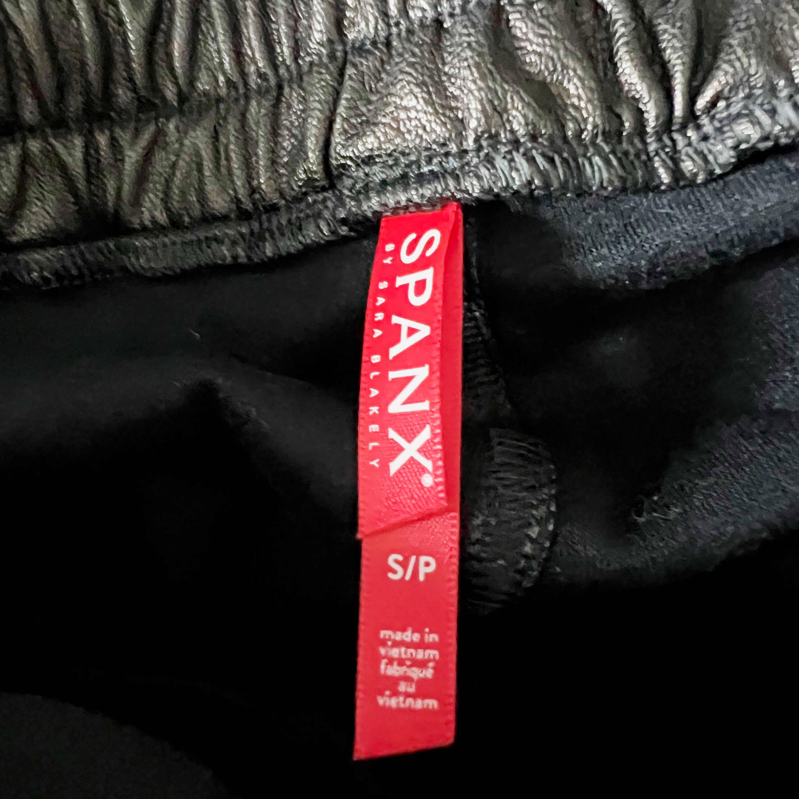 Spanx Faux Vegan Leather Like Ankle Crop Mid Rise Jogger Pants Black Small