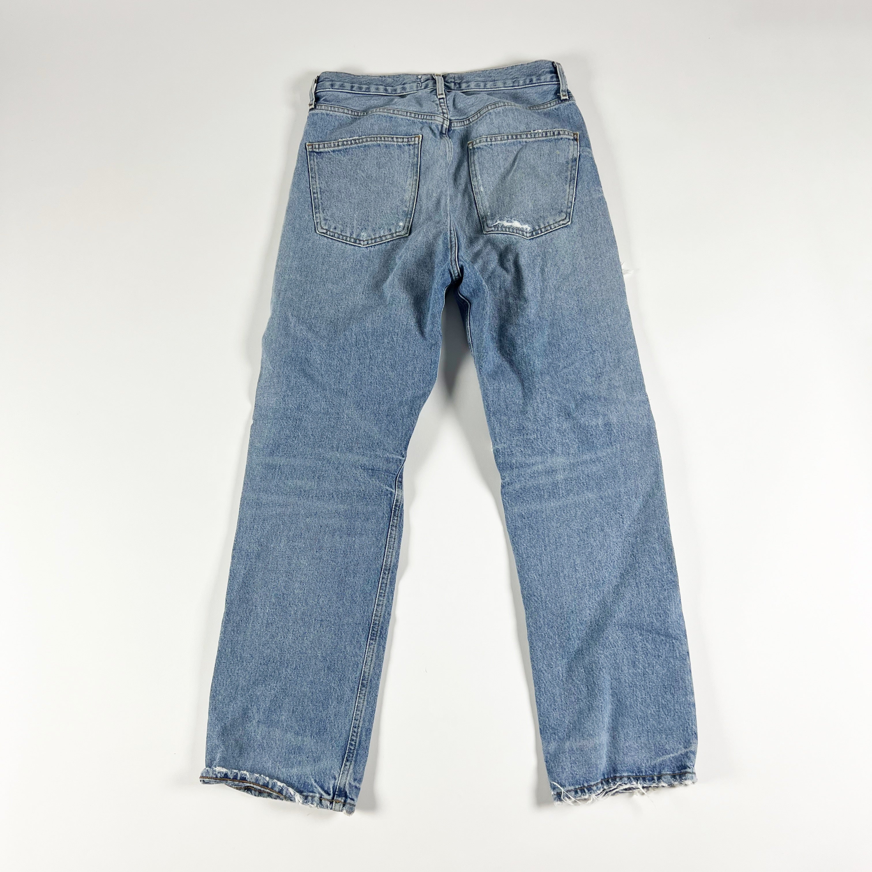 Agolde 90's Mid Rise Loose Fit Straight Leg Cotton Distressed Denim Jeans Major