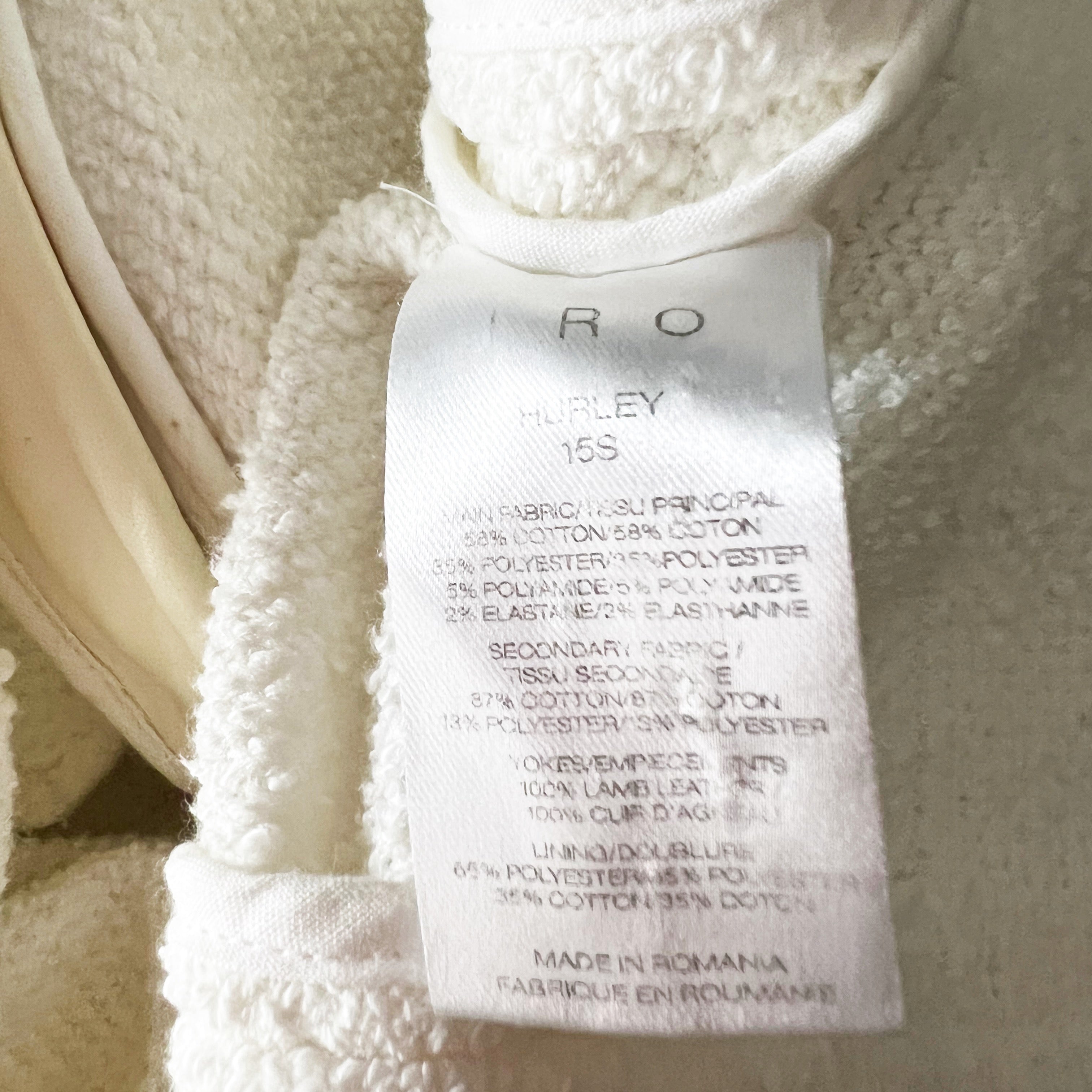 IRO Hurley Cotton Stretch Crochet Knit Genuine Lamb Leather Trim Blazer Jacket 6