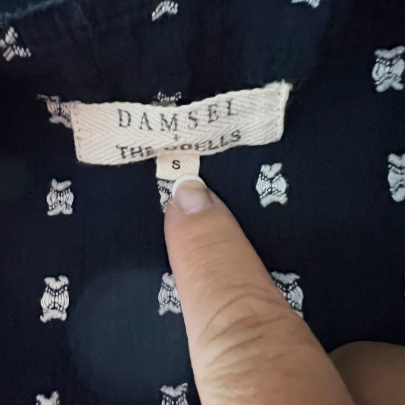 Damsel + The Odells Breezy Plunge V Neckline Pullover Cotton Blend Mini Dress S