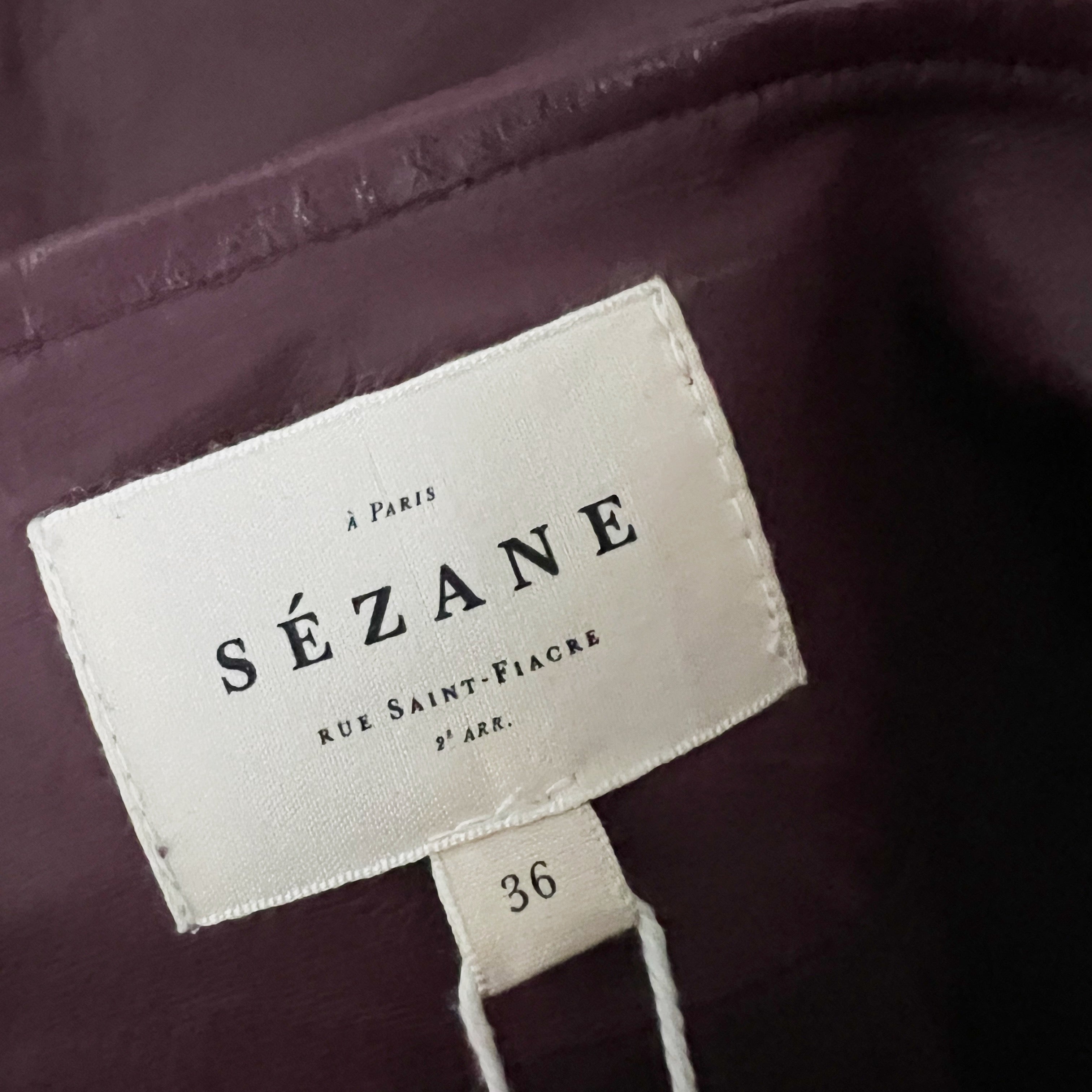 NEW Sezane Neli Genuine Leather Mini A Line Skirt Bordeaux 4