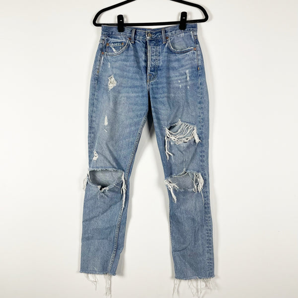 GRLFRND Karolina Cotton Ripped Distressed Straight Leg Jeans A Little More Love