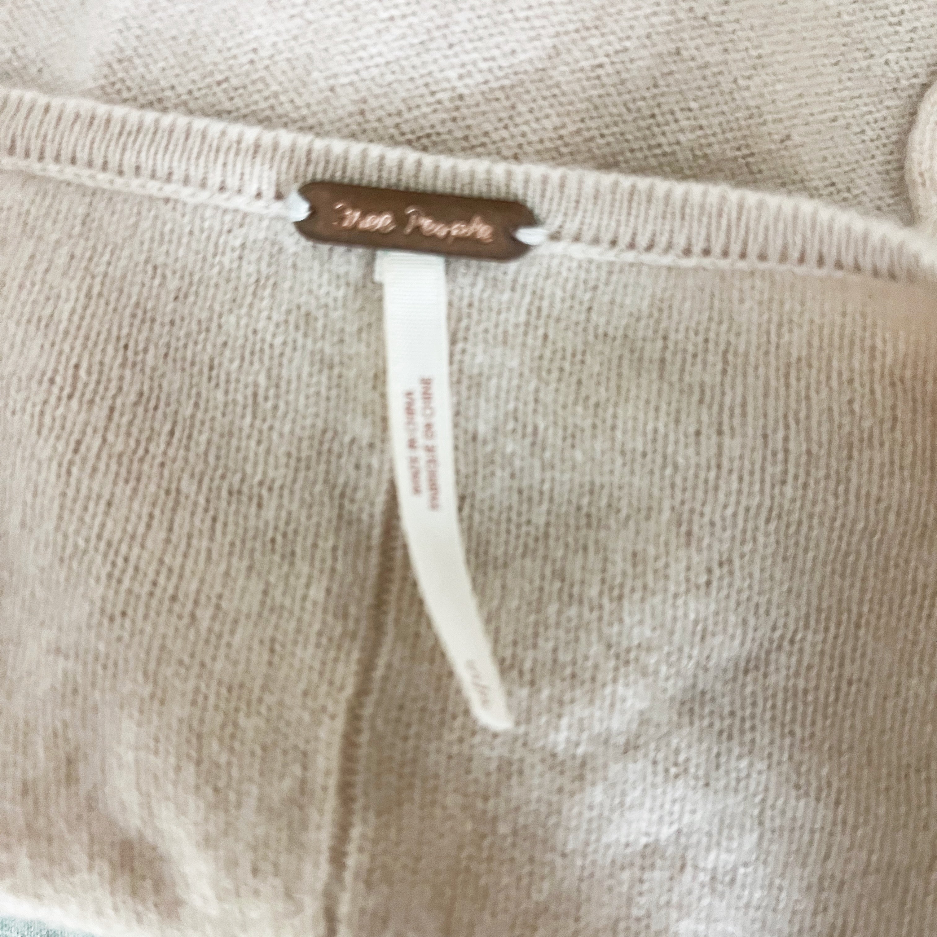 Free People School Boy Cashmere Knit Stretch Button Front Cardigan Sweater Beige