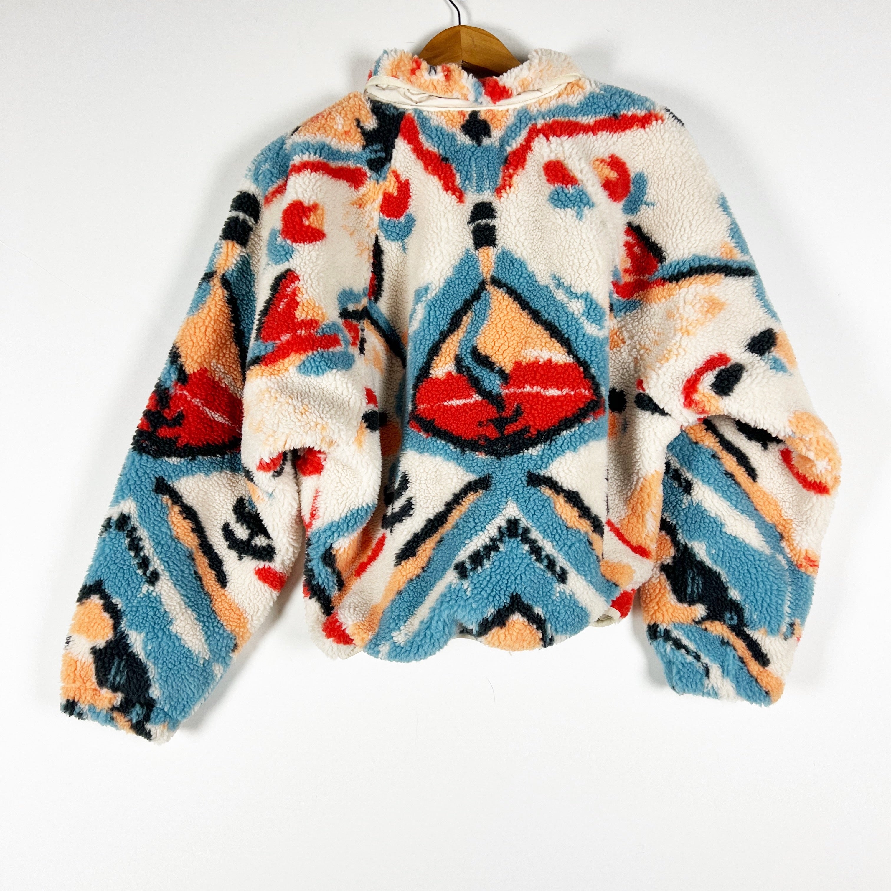 Free People FP Movement Hit The Slopes Printed Fleece Teddy Snap Button Jacket