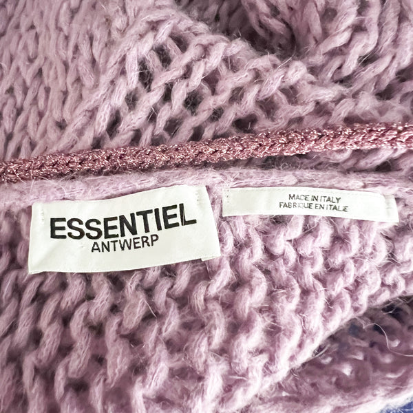 Essentiel Antwerp Made In Italy Mohair Blend Purple Knit Crochet Sweater Small