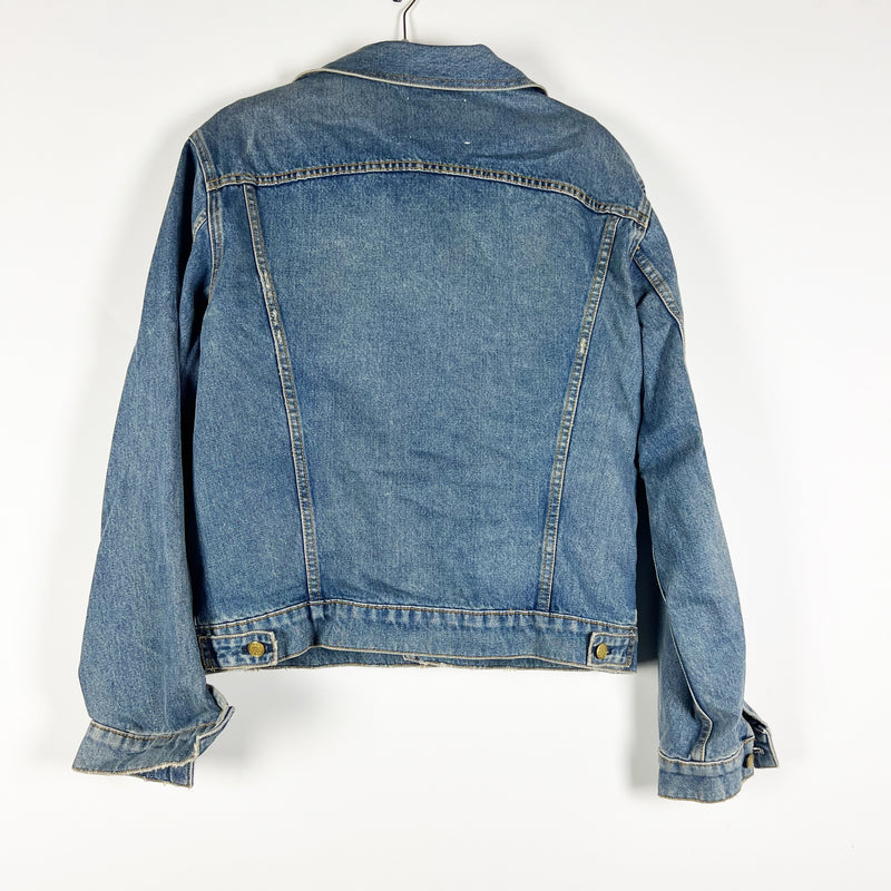 B SIDES Lummis Mohair Cotton Denim Stretch Reversible Collared Jean Jacket M/L