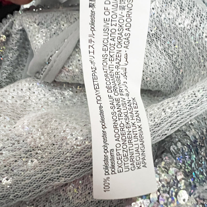 NEW Zara Silver Holographic Metallic Sparkle Sequin Bodycon Cocktail Party Dress