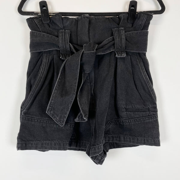 IRO Helian Cotton Stretch Paper Bag High Waisted Belted Mini Denim Jean Shorts&nbsp;