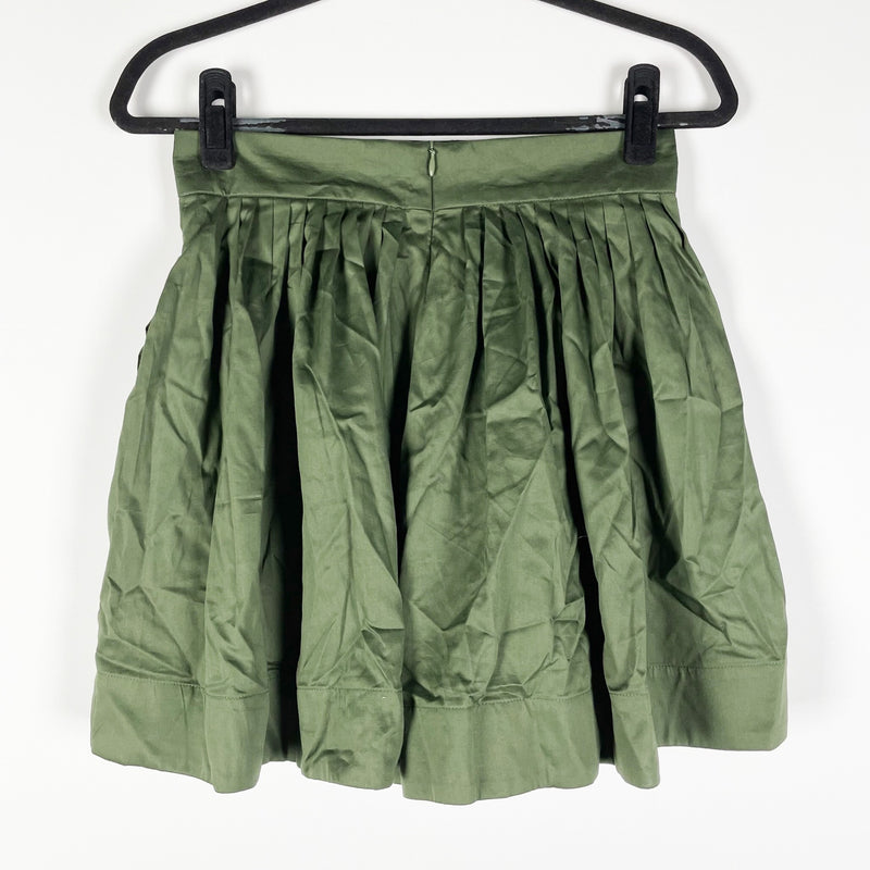 Jeune Otte Lightweight Cotton Weave Pleated Mid Rise Mini Solid Green Skort 4