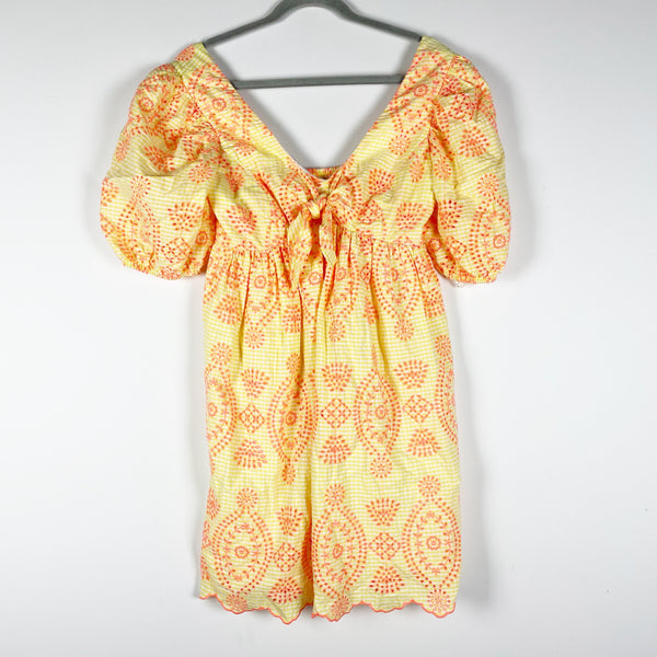 Lilly Pulitzer Sarafina Cotton Eyelet Lace Babydoll Mini Dress Calla Yellow 2