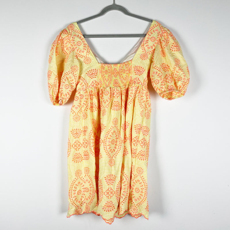 Lilly Pulitzer Sarafina Cotton Eyelet Lace Babydoll Mini Dress Calla Yellow 2