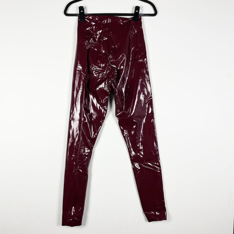 Commando Patent Leather Faux Vegan Shiny High Waisted Skinny Leggings Burgundy