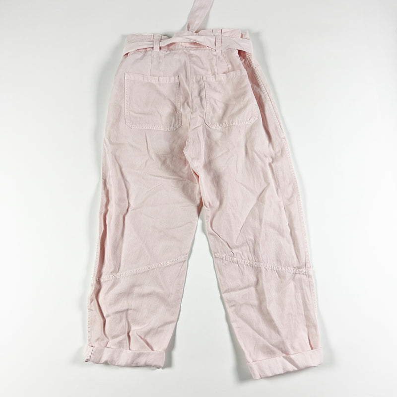 NEW A.L.C. Coburn Paperboy High Waisted Cotton Linen Cargo Fit Pants Morganite