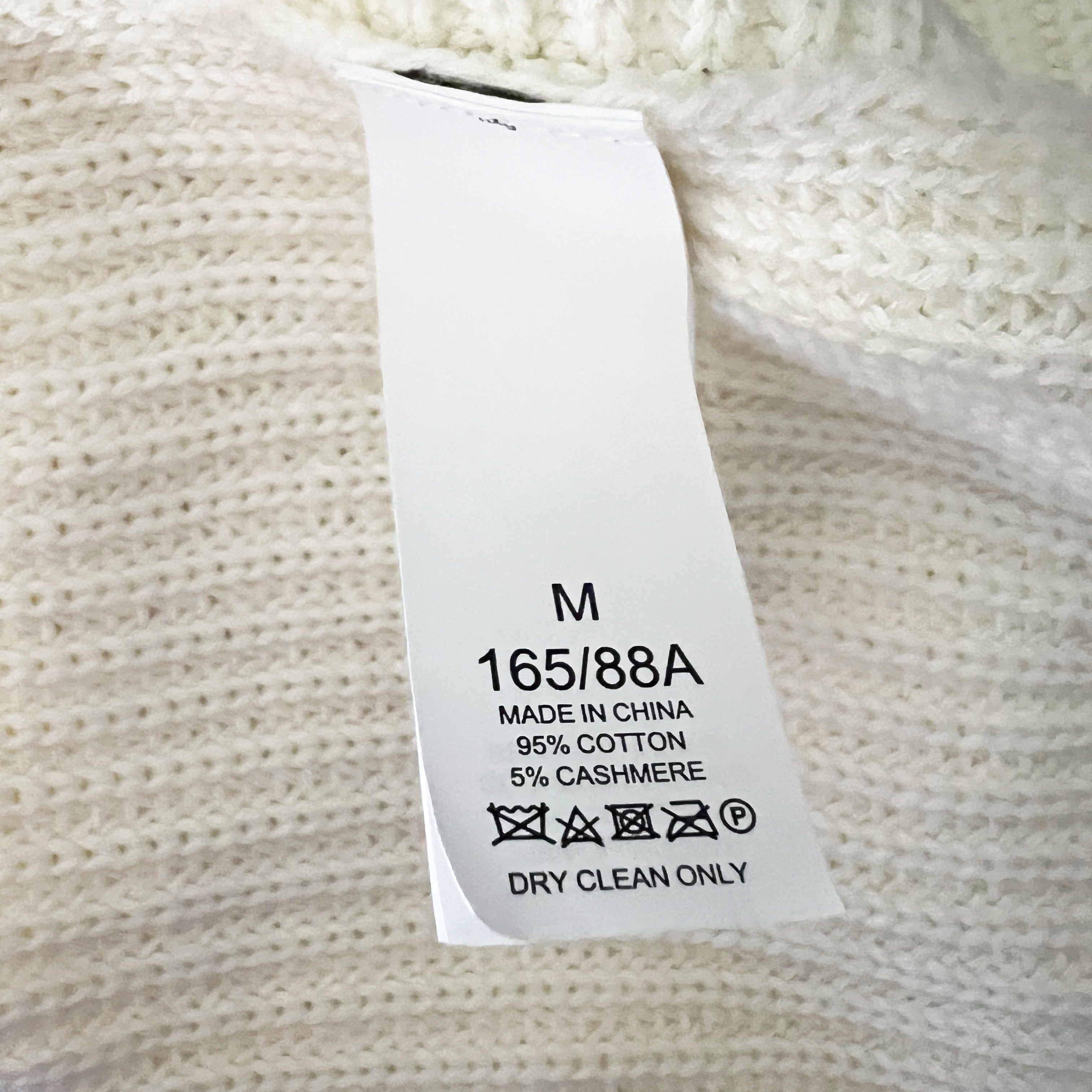 Kate Spade Cotton Cashmere Rib Knit Stretch Roll Neck Pullover Sweater Ivory M