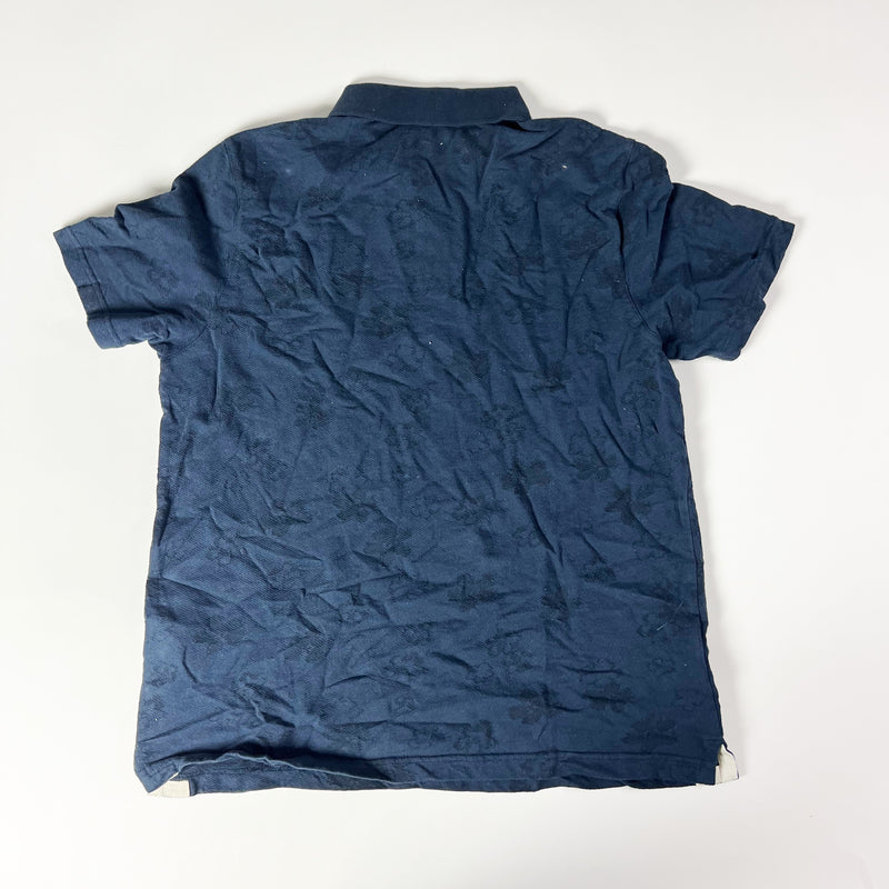 Ted Baker Men's Tyssen Jacquard Floral Polo Collared Short Sleeve Shirt Blue L