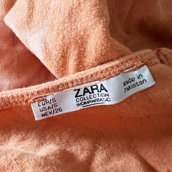 Zara Orange White Tie Dye Print Pattern V Neck Tank Pullover Maxi Dress S