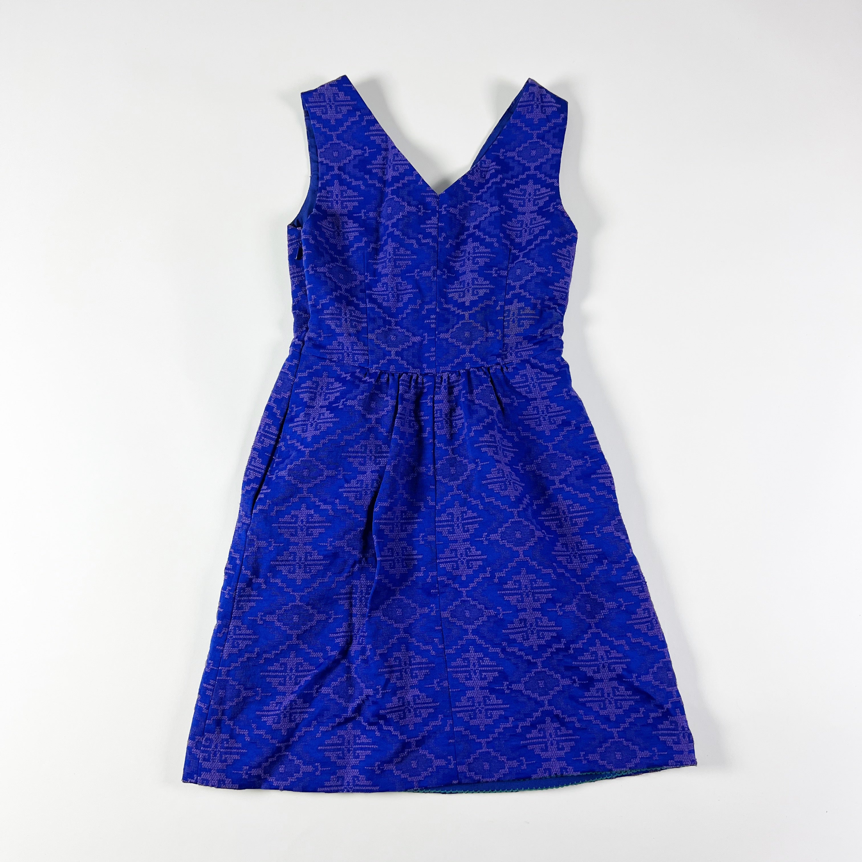 Maeve Anthropologie Averie Textured Ikat Print Sleeveless Fit Flare Midi Dress 0