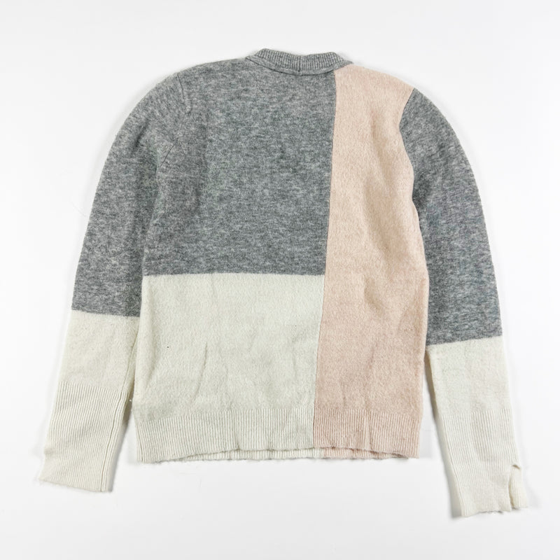 3.1 Phillip Lim Wool Alpaca Stretch Knit Pink Gray Colorblock Pullover Sweater S