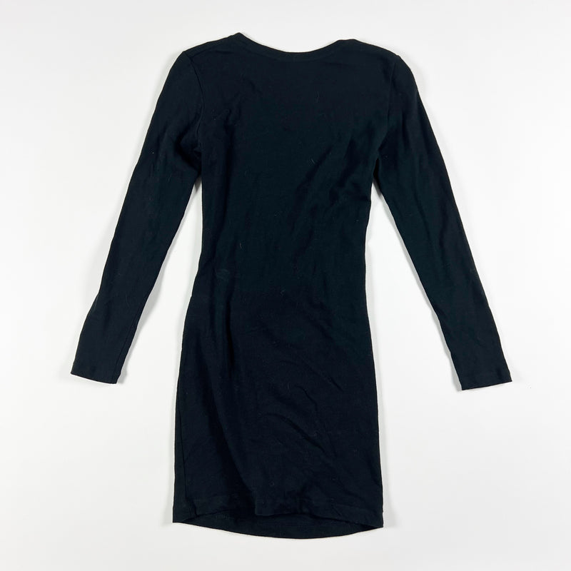 IRO Isabeli Cotton Knit Long Sleeve Twist Knot Detail Sweater Dress Black S