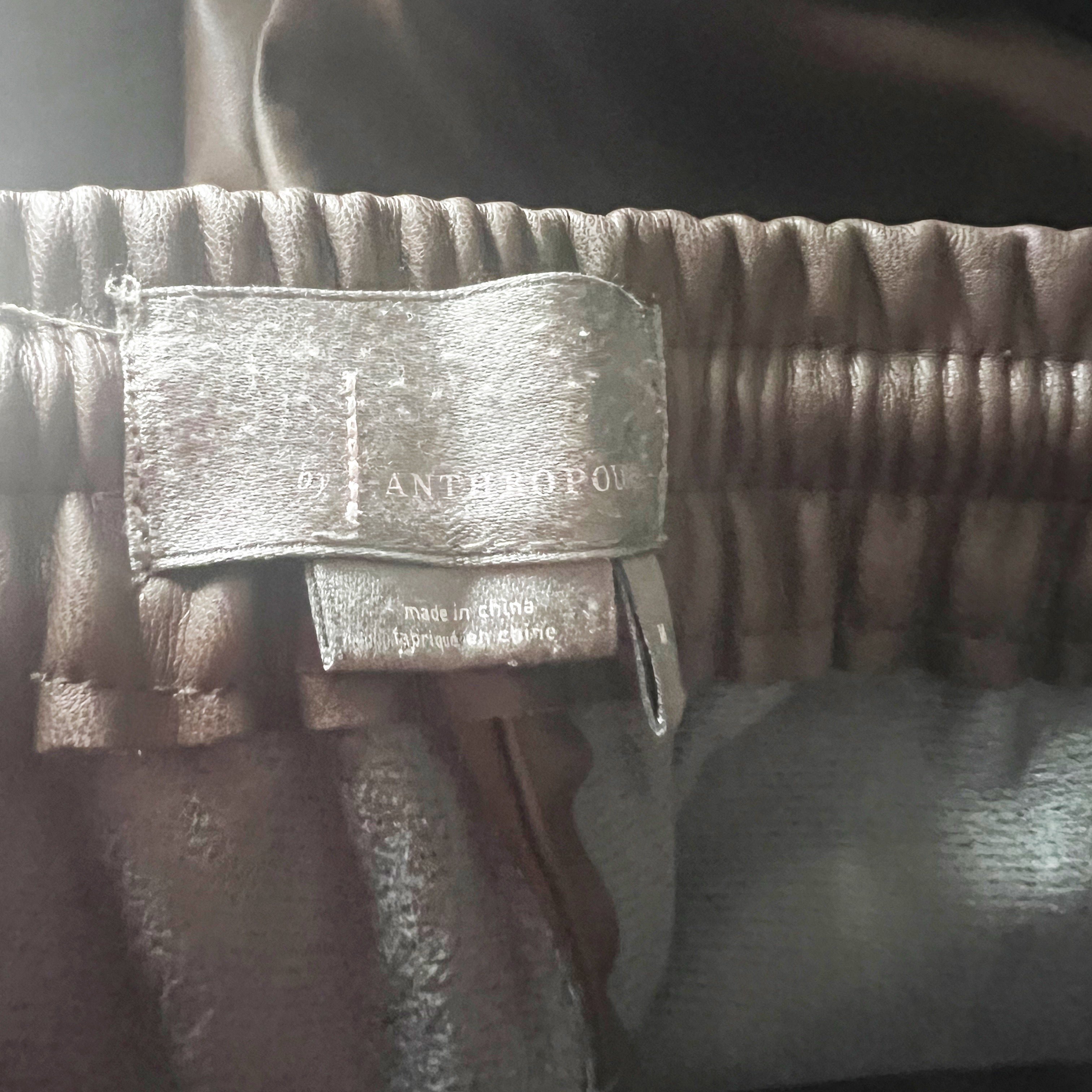 Anthropologie Sakara Faux Vegan Leather Mid Rise Straight Leg Brown Pants Medium