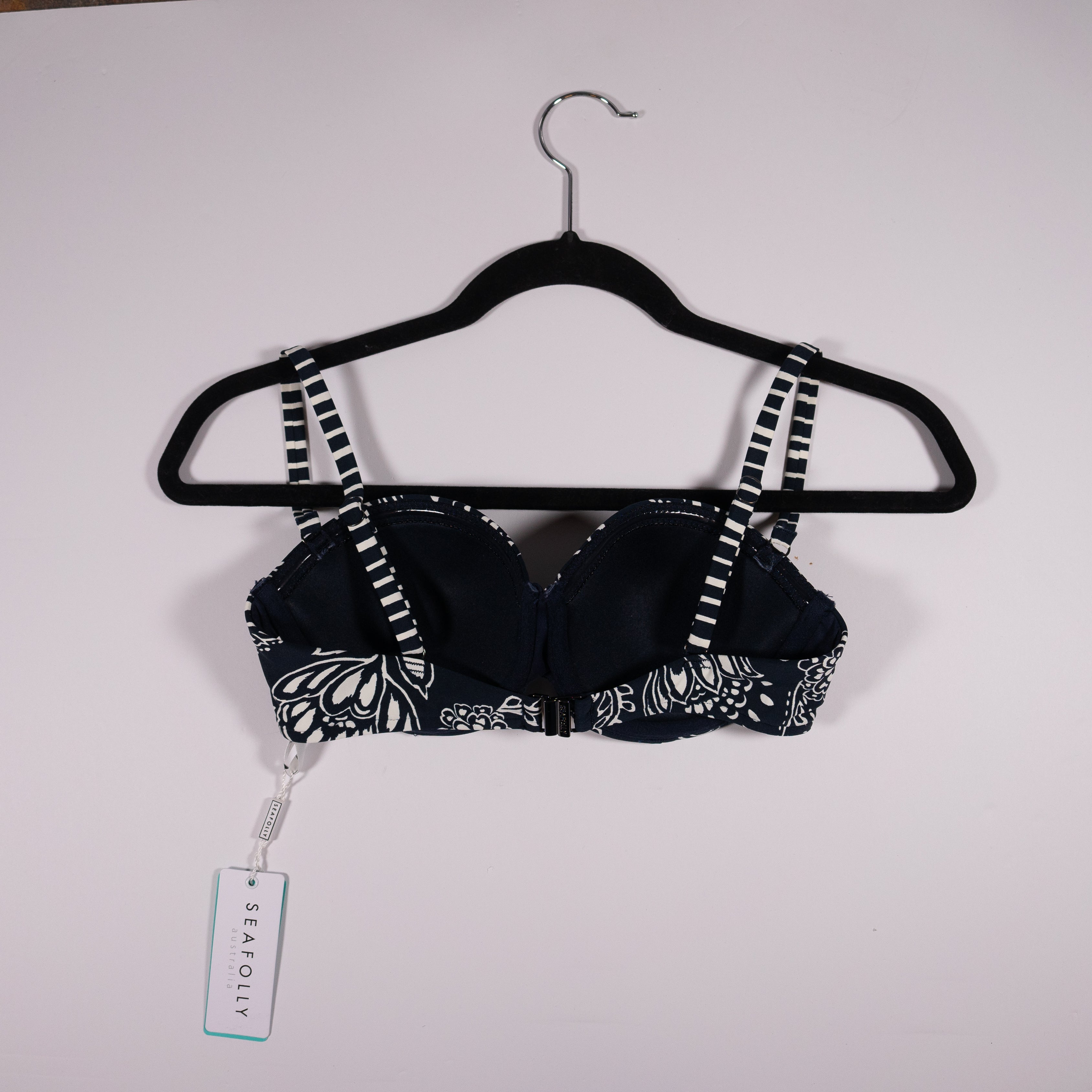NEW Seafolly Folklore Bustier Underwire Bra True Navy Bikini Bathing Suit Top 8