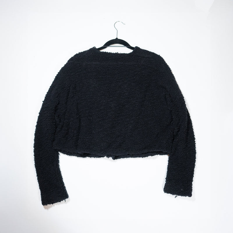 Free People Popcorn Textured Knit Stretch Oversize Pullover Sweater Solid Black