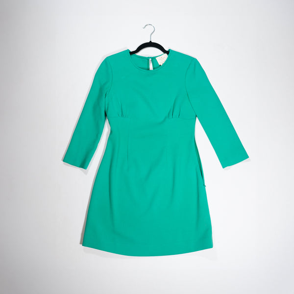 Kate Spade Ponte Stretch Seamed Bodice Quarter Sleeve Pullover Mini Dress Green