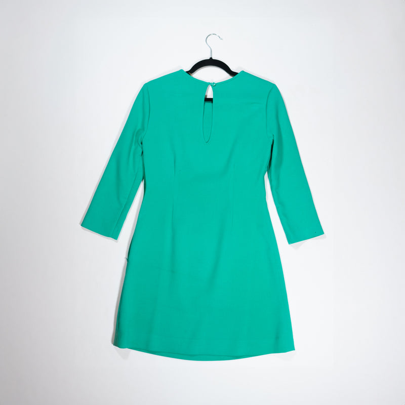 Kate Spade Ponte Stretch Seamed Bodice Quarter Sleeve Pullover Mini Dress Green