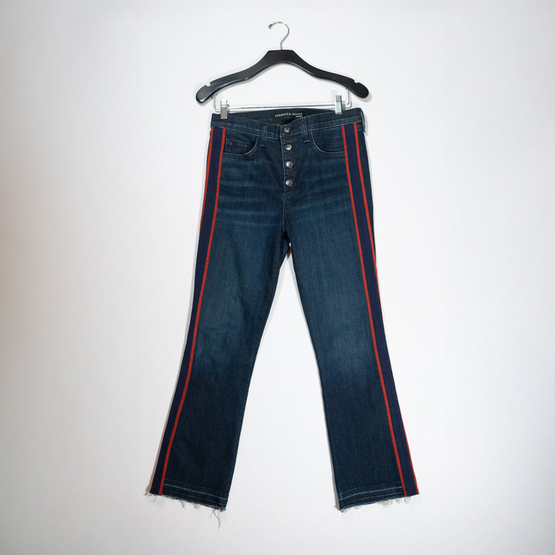 Veronica Beard Carolyn 10" Baby Boot Flare Crop High Rise Midnight Wash Jeans 29