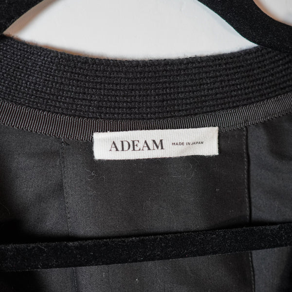 Adeam Women's Cotton Knit Stretch Poplin Panel Ruffle Button Front Cardigan L