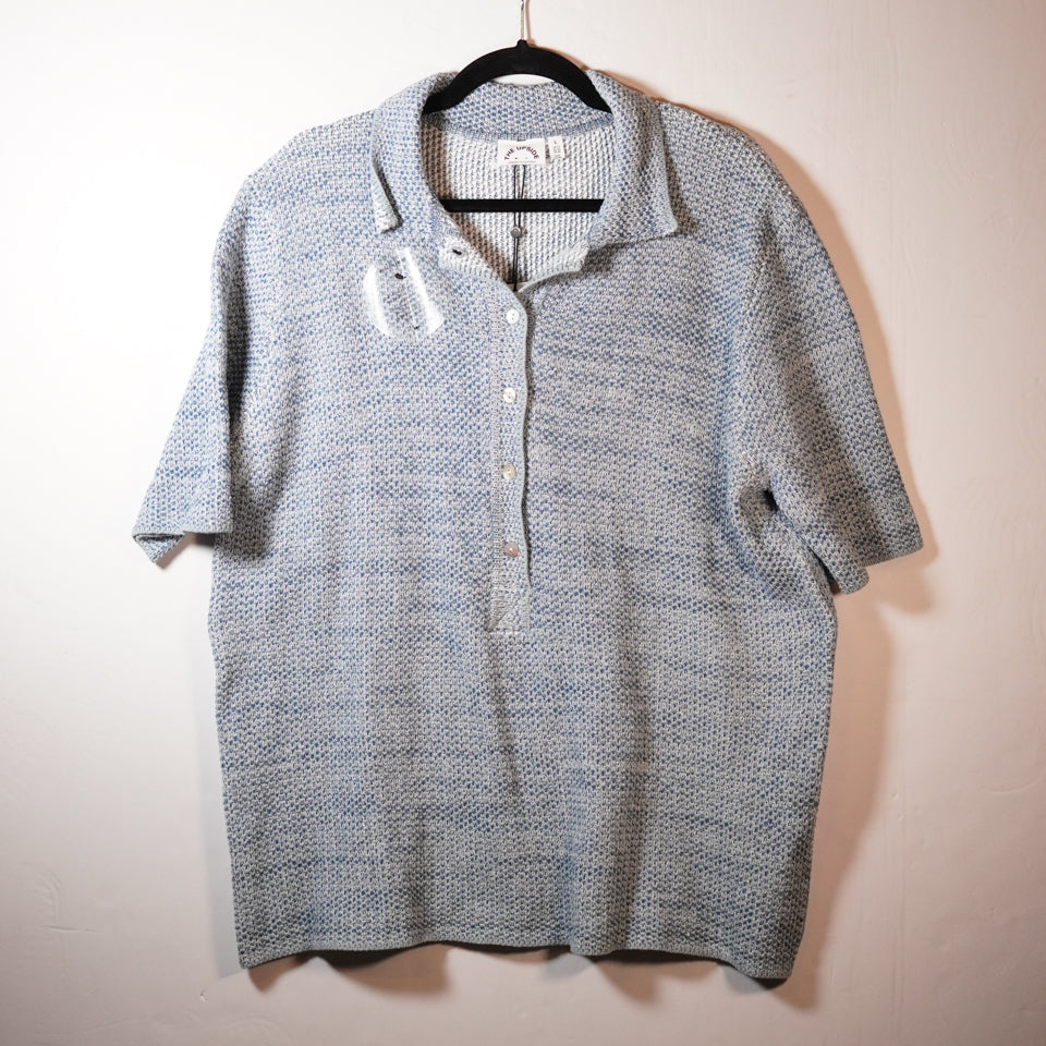 NEW The Upside Azzurra Cotton Stretch Knit Aida Polo Short Sleeve Sweater Cabana