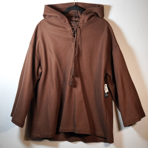 NEW Nili Lotan Samara Oversized Hooded Wool-Blend Felt Poncho Hood Sweater Brown