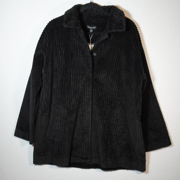 NEW Eileen Fisher Organic Cotton Corduroy Velvet Collared Button Front Coat M