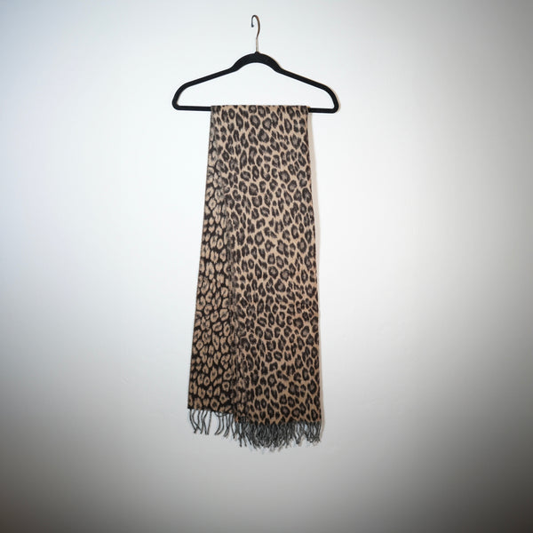 J. Crew Made In Italy Wool Felt Cheetah Leopard Animal Print Pattern Scarf Wrap