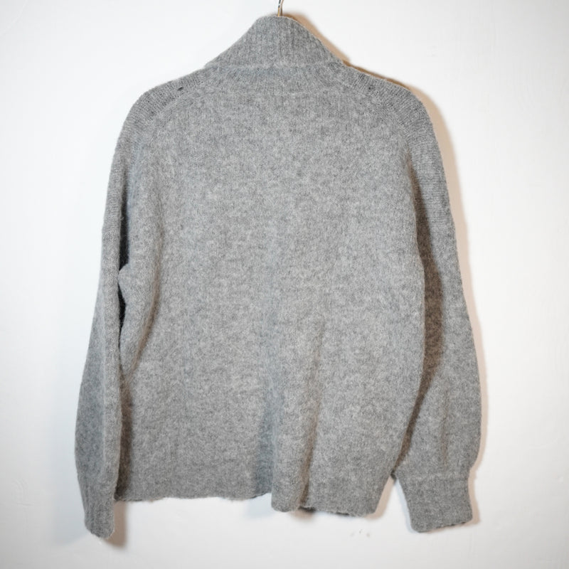 J. Crew Alpaca Wool Stretch Knit Fuzzy Balloon Sleeve Turtleneck Sweater Gray S