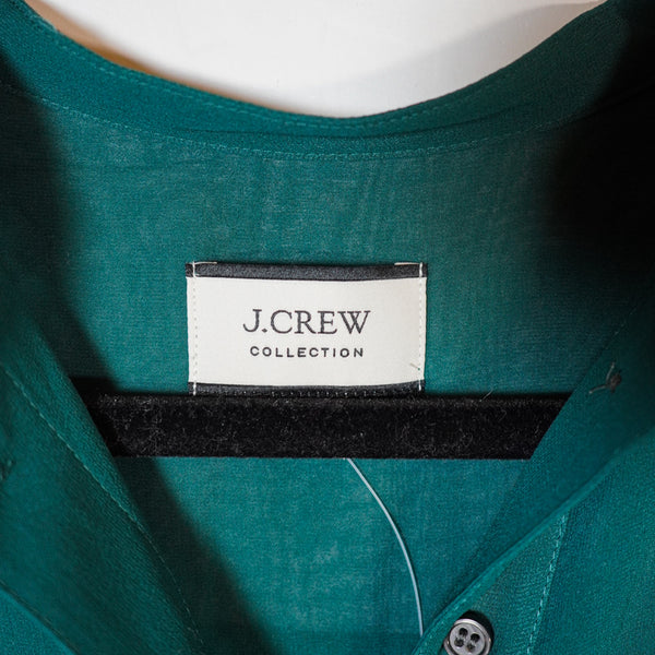 NEW J. Crew Collection Tiered Silk Chiffon Tuxedo Button Front Midi Dress Green
