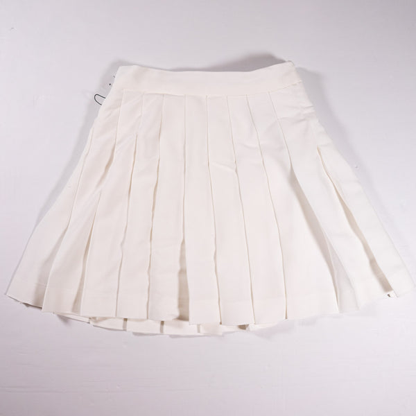 NEW Babaton Aritzia Pistilli Pleated Cheerleader Pull On Mini Skirt Solid White
