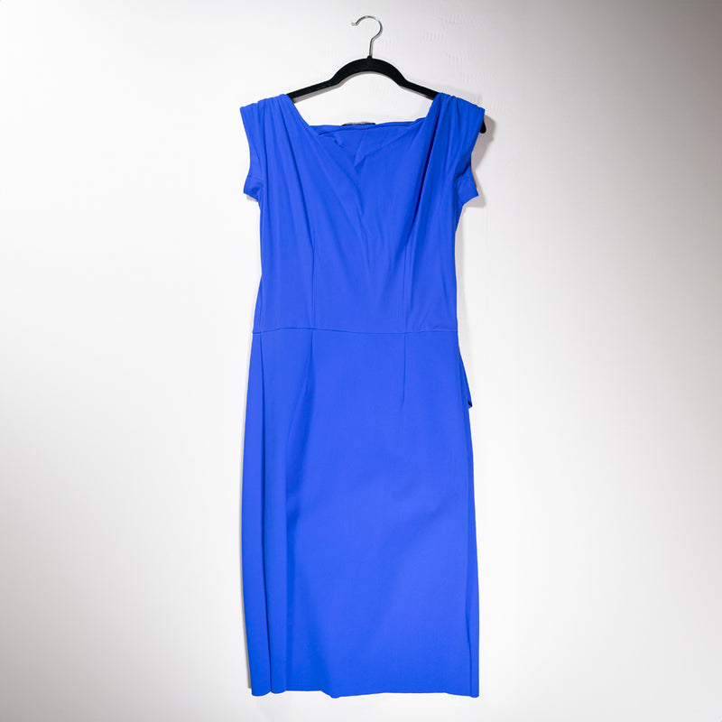 Chiara Boni La Petite Robe Made In Italy Bateau Neck Ruched Cocktail Dress Blue