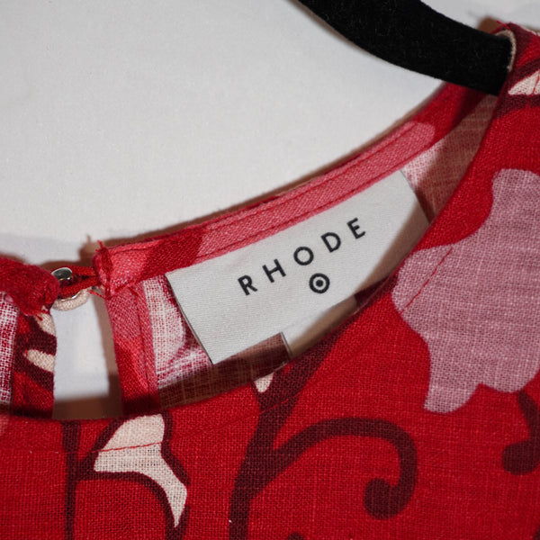 Rhode x Target Linen Blend Multi Color Print Pattern Short Sleeve Midi Dress 6