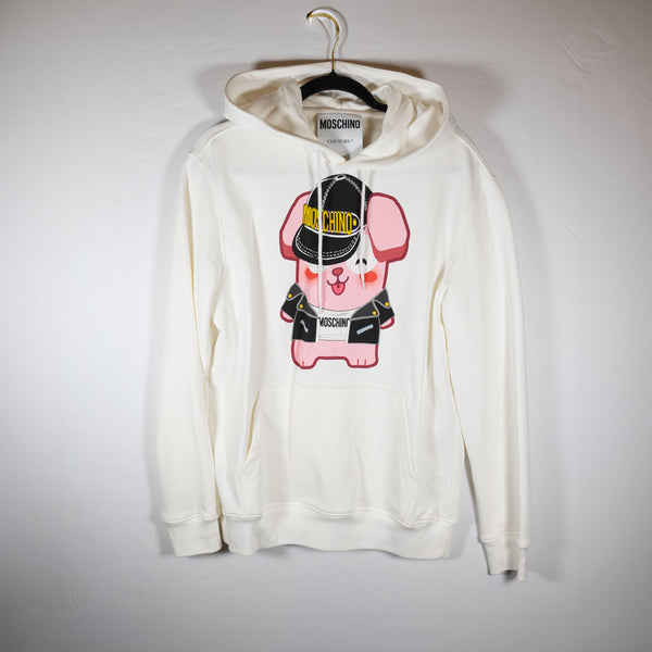 Moschino Women's Sweatshirt Hood Hoodie Lucky Bunny The Sims Graphic In White S